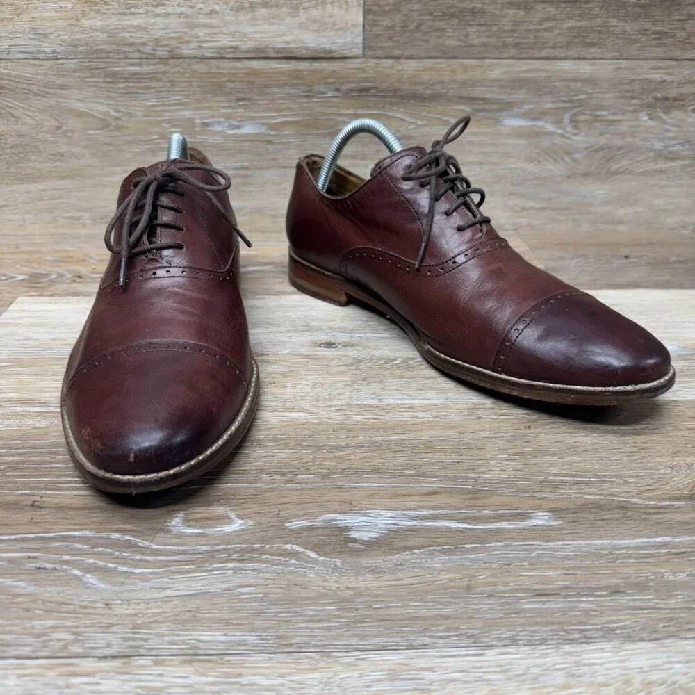 Cole Haan Cambridge Brown Leather Cap Toe Dress Shoes Men's Size 9.5